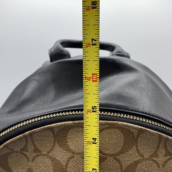 Auth COACH West Slim Backpack In Signature Canvas F78756 Beige/Black - Picture 15 of 16